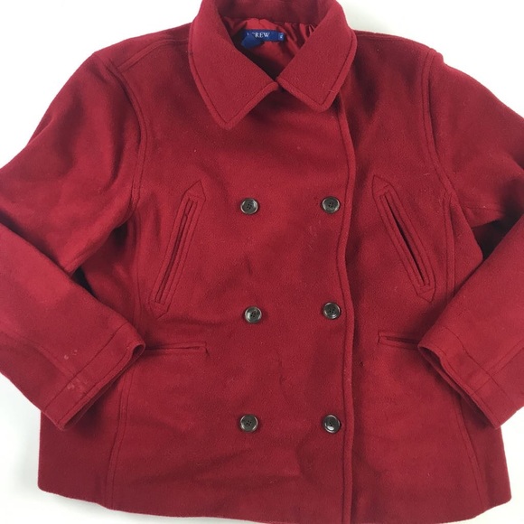J.CREW Womens Double Breasted Red Wool Cashmere XL - Picture 2 of 5
